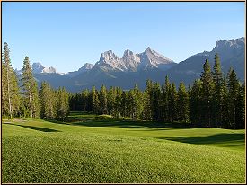 The Three Sisters, viewed from Silvertip Golf Resort, Canmore
